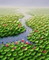 Textura 3D del estanque de lotos